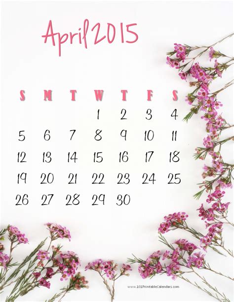 April 2015 Calendar Free Printable Calendar Printable Calendar