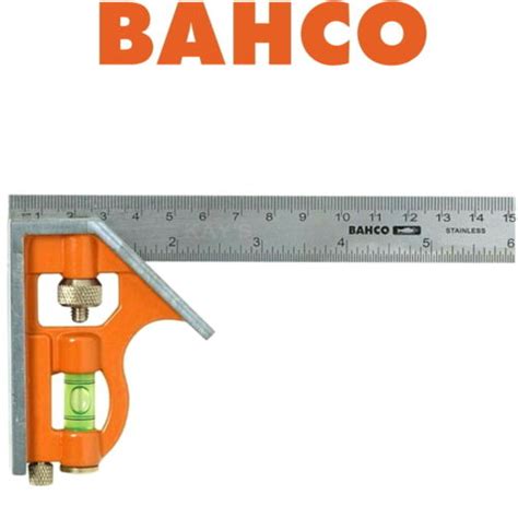 Bahco 150mm Combination Set Square With Spirit Level Stainless Steel