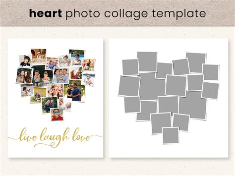 Heart Photo Collage Template Heart Shaped Square Photo Etsy Canada