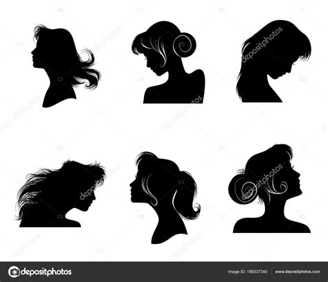 Silhouettes Of Womens Hairstyles Stock Vector Image By ©ashva 188337340