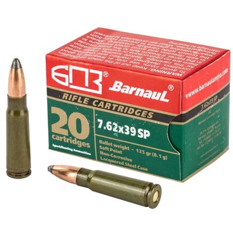 Barnaul 762x39 Rifle Ammunition 125 Grain Sp Soft Point Lacquered