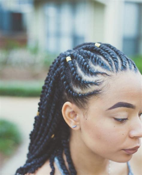 Kinky twists done on shorter hair are soft and manageable. Flat twists protective style #braidshairstyles | Twist ...