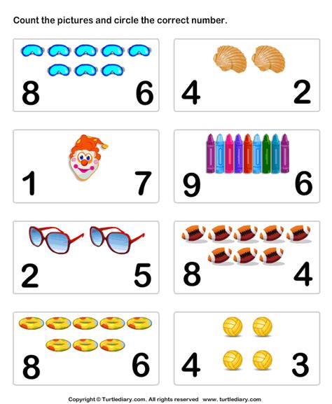 Download And Print Turtle Diarys Count And Choose The Number Worksheet