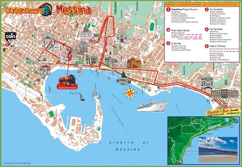 Distance from naples to other cities. Messina sightseeing map