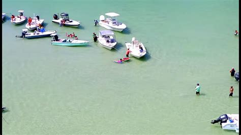 Aerial Footage Of Boca Grande Sandbar Party Beach Boats And Dolphins 2019 Youtube