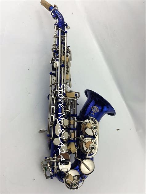 54 Blue Body Golden Key Soprano Saxophone B Flat Key Sax Professional