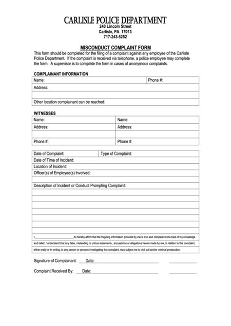 Top 10 Police Complaint Form Templates Free To Download In Pdf Format