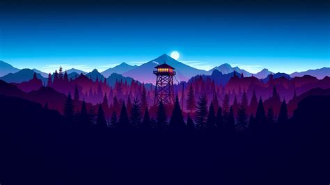 Firewatch At Night 3840 × 2160 Wallpapers