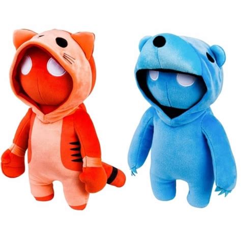 Gang Beasts Red Cat Blue Bear Plush 16 Doll Gamer Character Bundle Set