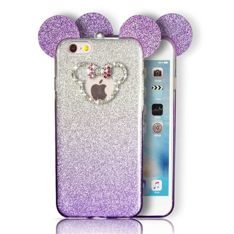 Wholesale Iphone 7 Plus Minnie Bow Diamond Glitter Necklace Strap Case