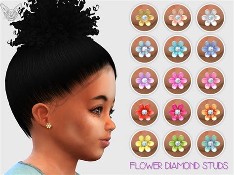 The Sims Resource Flower Diamond Toddler Earrings