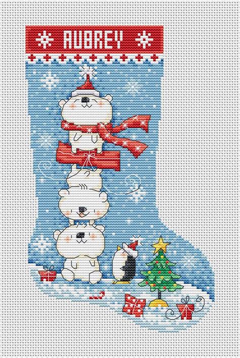 A modern bear pattern in nordic style and just one color for easy stitching! Polar Bear Stocking Cross Stitch Pattern | Lucie Heaton ...