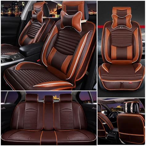 Us Size Sml Car Suv Seat Cover Pu Leather Frontrear Universal 5 Seat Cushion Ebay