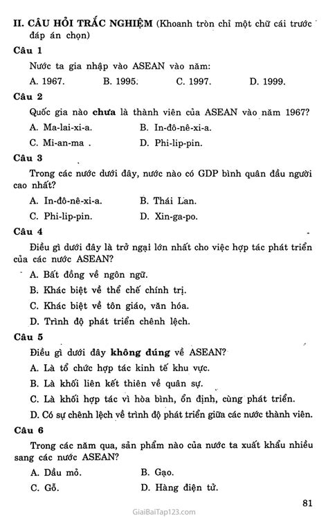 Đông nam á (chữ anh: Giải Địa Lý lớp 8 Bài 17: Hiệp hội các nước Đông Nam Á (ASEAN)