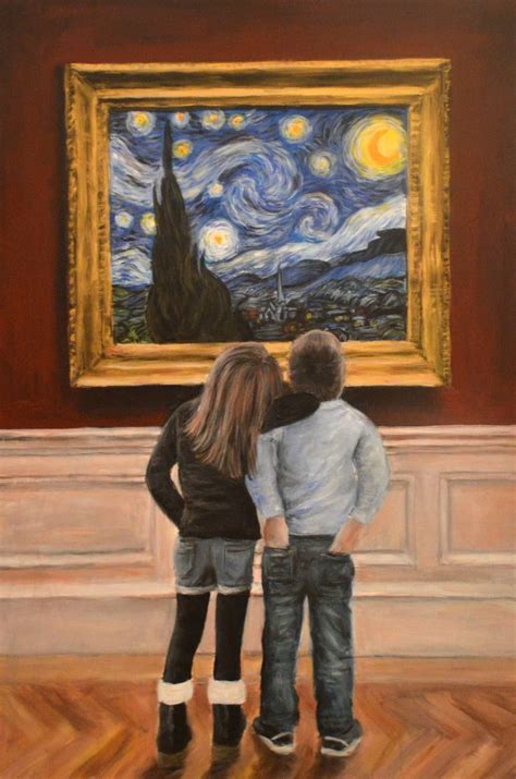 Watching Starry Night Vincent Van Gogh Painting By Escha Van Den