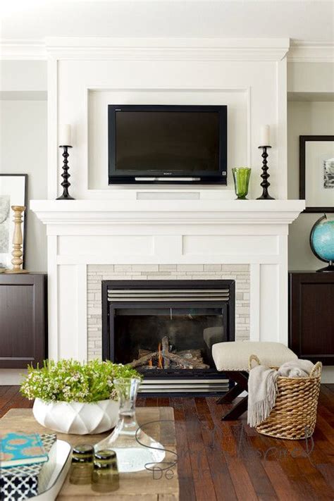 Depending on the height of your mantel — or if you don't have one, the top of the fireplace — hang the tv four to twelve inches above. Hanging Your TV over the Fireplace: Yea or Nay | Fireplace ...