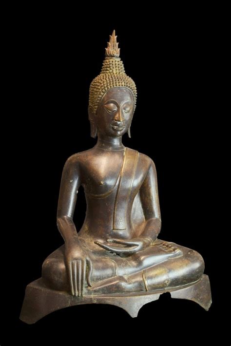 Rare Larger 17th 18thc Bronze Laos Buddha Sculpturel39 Antique Buddha