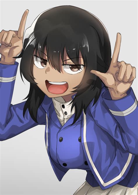 He has blonde hair and unique magenta colored eyes. Safebooru - 1girl andou (girls und panzer) bangs bc freedom military uniform black hair blue ...