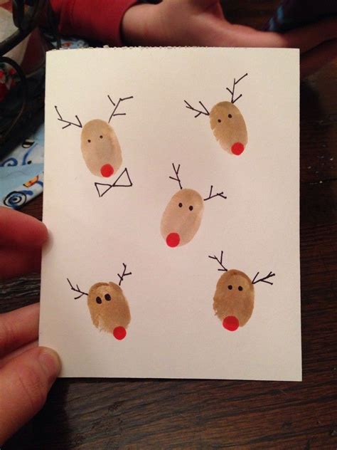 Diy Reindeer Thumbprint Card 14 Diy Christmas Card For Ts