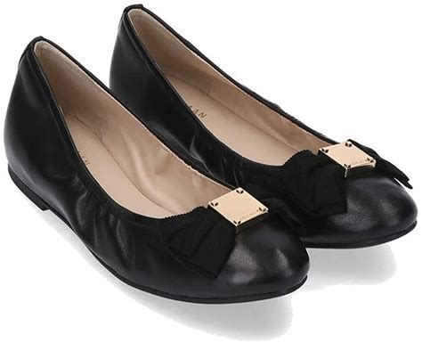 Cole Haan Womens Tali Soft Bow Ballet Flat Black Leather Size 110