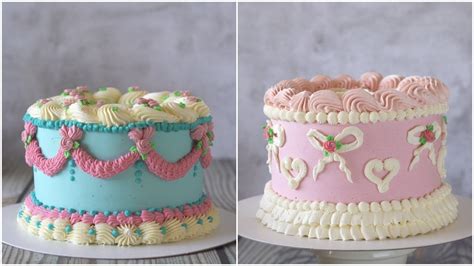 Vintage Buttercream Cakes Tutorial 빈티지케이크레트로케이크레터링케이크만들기 Youtube