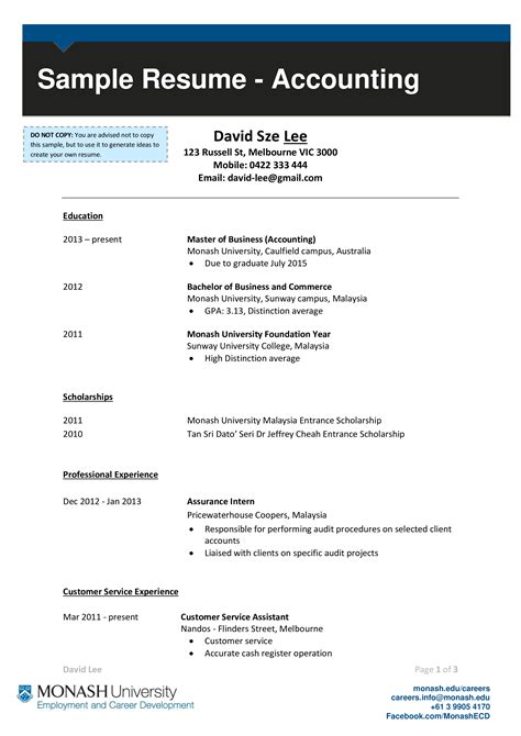 Sample Resume For Management Accounting Fresh Graduate Terrykontiec