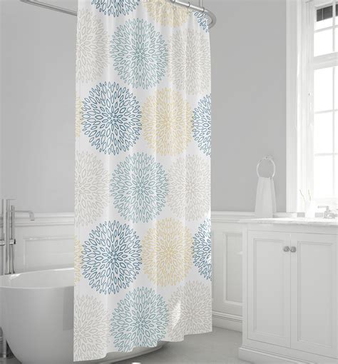 Bathroom Decor Aqua Blue Floral Shower Curtain Blue And Yellow Bathroom
