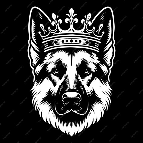 Premium Vector German Shepherd Head Wearing Crown Logo Design