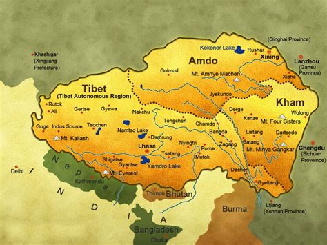 Detailed Map Of Tibet