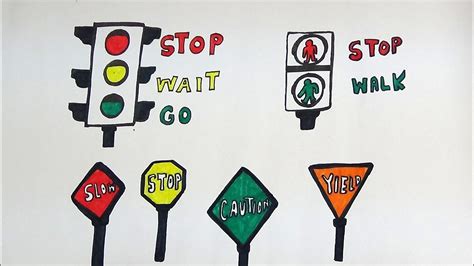 Draw And Color Traffic Signs And Road Signs For Kids Traffic Signs