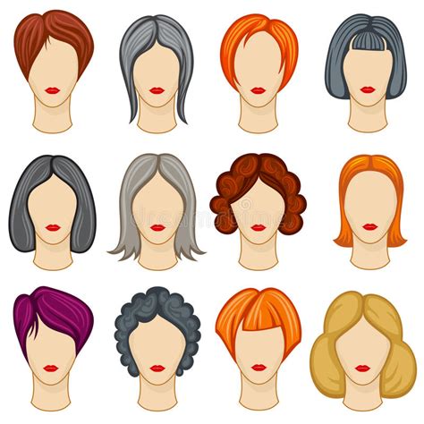 Hairstyles cartoon 1 of 908. Womens Cartoon Hair Vector Hairstyles Collection Stock ...