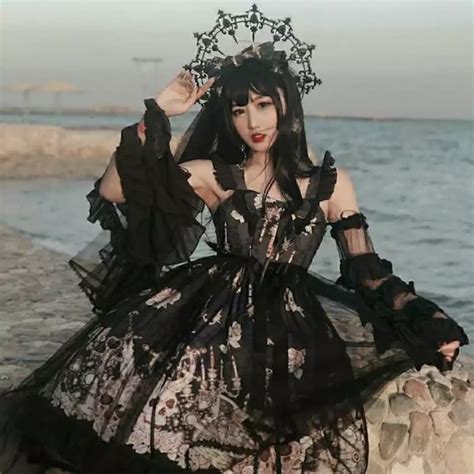 Japanese Goth Lolita Dress For Women Vintage Victorian Etsy