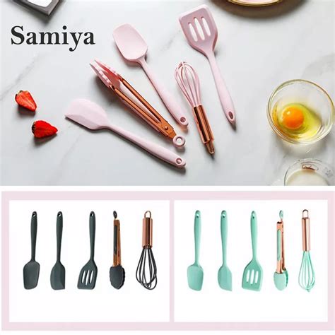 silicone kitchen utensils set mini 5in1 / alat masak set spatula egg