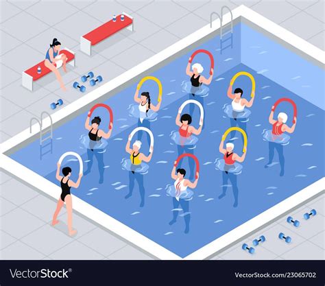 Water Aerobics Class Isometric Royalty Free Vector Image Aff Class