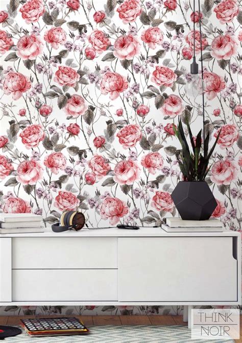 Pink Rose Regular Wallpaper Self Adhesive Rose Pattern
