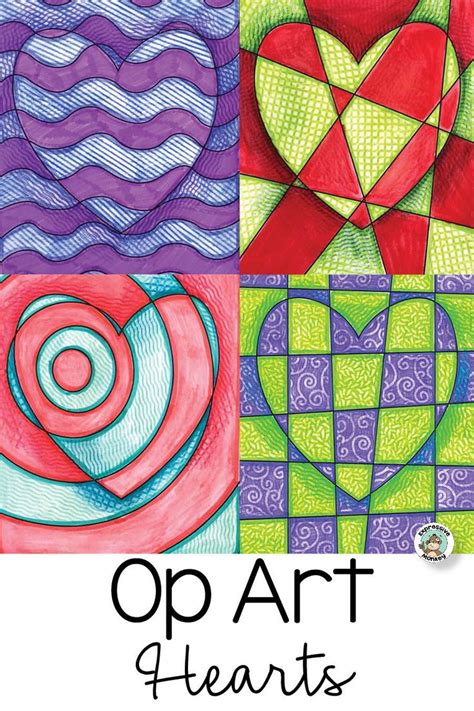 Op Art Hearts Perfect For Valentines Day This Op Art Lesson Has