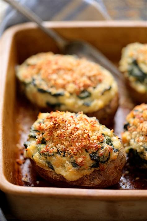 Top with a layer of spinach, then the remaining potato. Spinach Parmesan Ranch Twice Baked Potatoes - From A Chef ...
