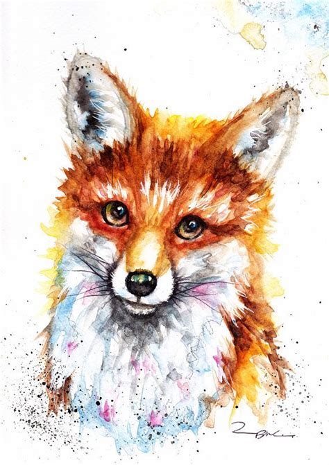 Fox Watercolour Painting Fox Watercolour Print Wildlife Art Etsy In