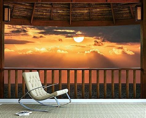 Ocean View Terrace At Sunset Wall Mural Full Size Large