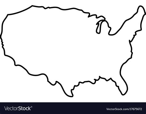 Black Silhouette Map Of United States Of America Vect