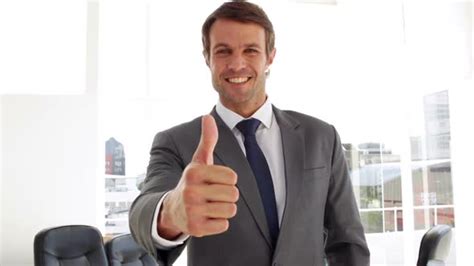 Happy Businessman Giving Thumbs Up Stock Footage Videohive