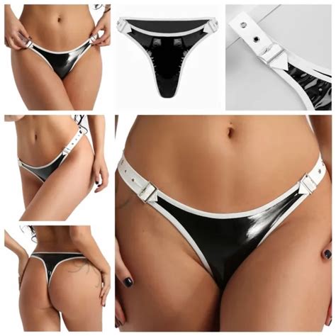 Sexy Women S Thongs Faux Leather Wetlook V String Bikini Thong