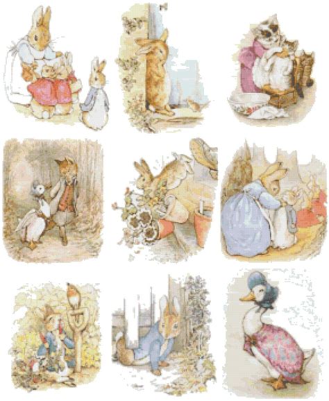 Counted cross Stitch Pattern nine beatrix potter world 287 *350