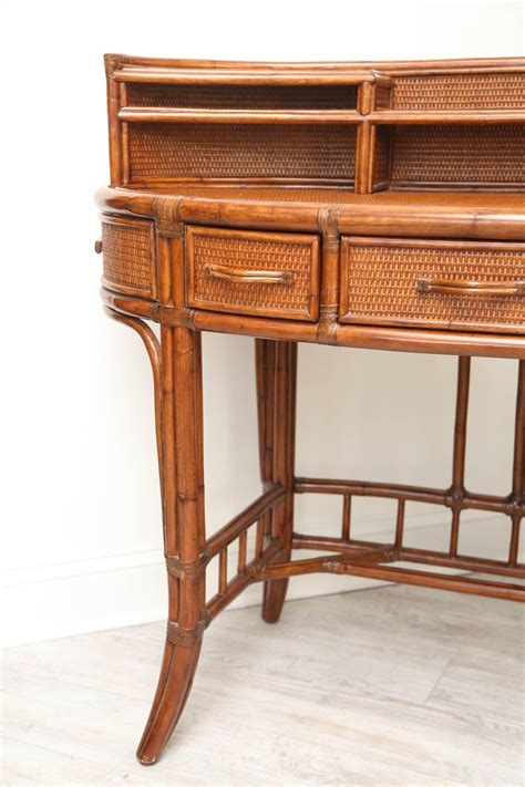 Savings spotlights · everyday low prices · curbside pickup Bamboo and Rattan Oval Desk by Palacek For Sale at 1stdibs