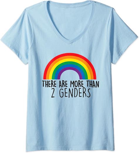 Womens There Are More Than 2 Genders Gender Identity Love Rainbow V Neck T Shirt