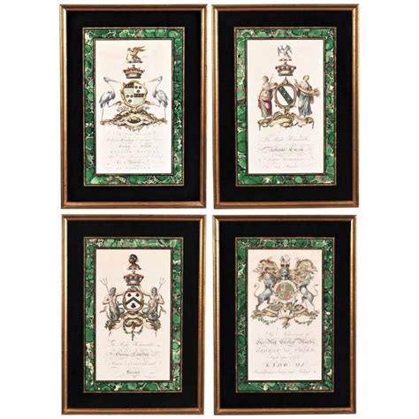 Set Of Four Antique Engravings In Reverse Painted Frames For Sale At