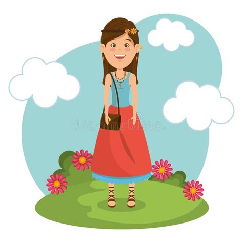 Woman Hippie Lifestyle Characters Stock Vector - Illustration of design