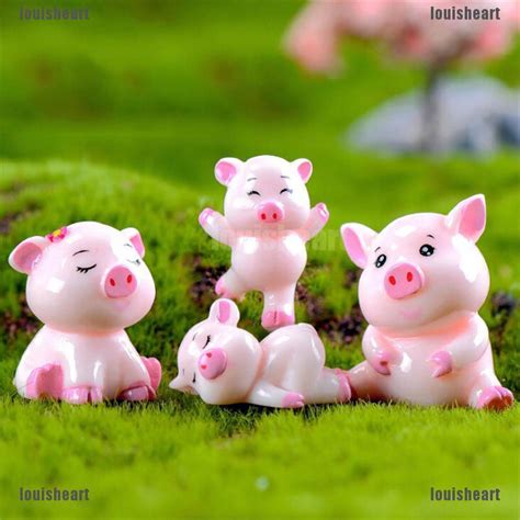 Pcs Pigs Mini Miniature Figurine Fairy Garden Dollhouse Decor Micro