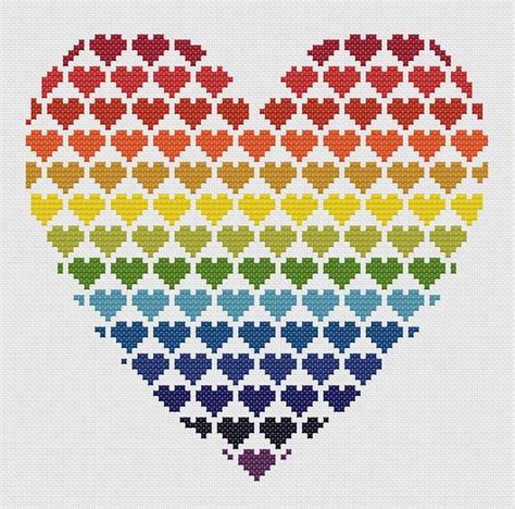 Cross stitch charts cross stitch patterns cross stitching cross stitch embroidery colorful fashion sewing crafts diy and crafts crossstitch recipies. Rainbow Hearts Cross Stitch Pattern PDF ** Instant ...