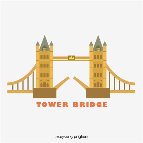 Vector Elements Of Tower Bridge In London Uk Geometric Suspension